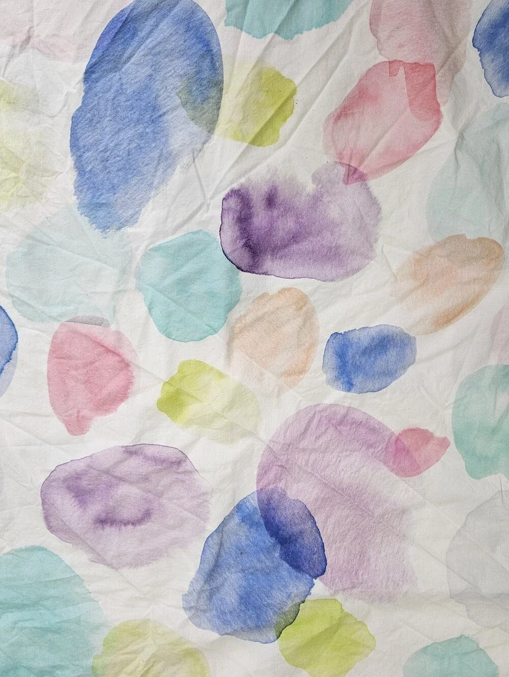 Pottery Barn Teen Watercolor Dots Duvet Cover F/Q Organic Cotton Artsy Pastels